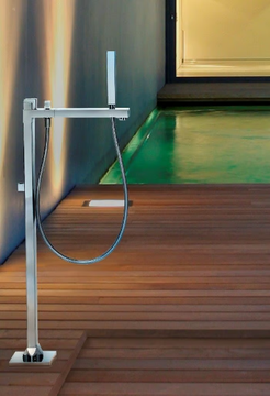 Foot-rinse station - Brass outdoor shower with hand shower by Tender rain - view 3